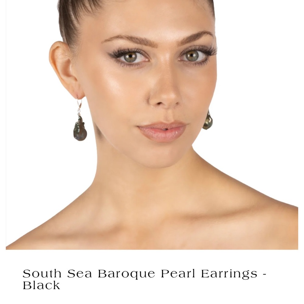 South Sea Baroque Pearl Earrings - Black